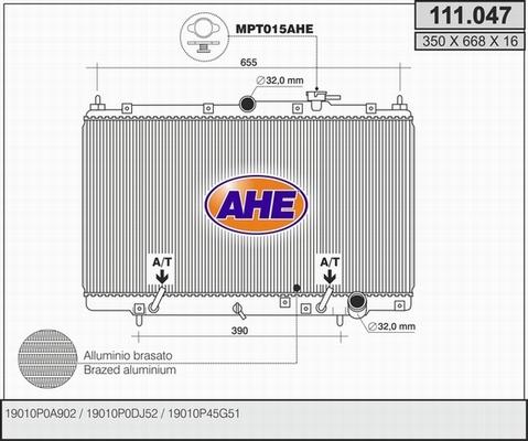 AHE 111.047 - Radiateur, refroidissement du moteur cwaw.fr