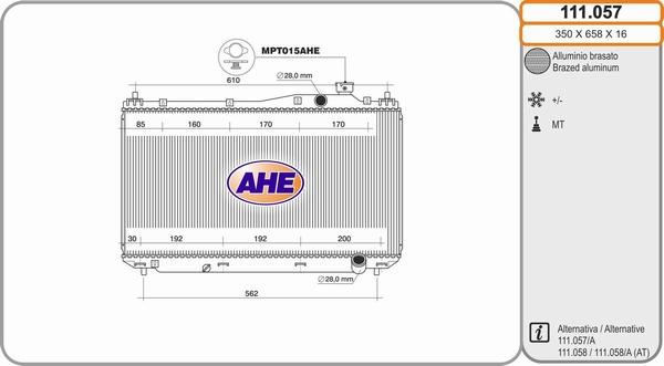 AHE 111.057 - Radiateur, refroidissement du moteur cwaw.fr