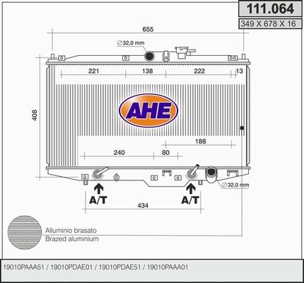 AHE 111.064 - Radiateur, refroidissement du moteur cwaw.fr