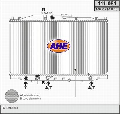 AHE 111.081 - Radiateur, refroidissement du moteur cwaw.fr