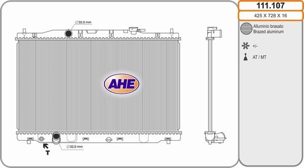 AHE 111.107 - Radiateur, refroidissement du moteur cwaw.fr