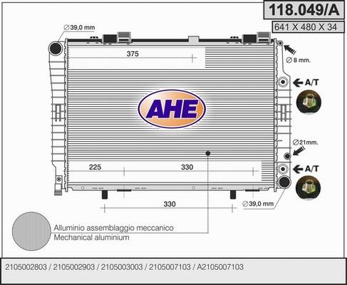 AHE 118.049/A - Radiateur, refroidissement du moteur cwaw.fr