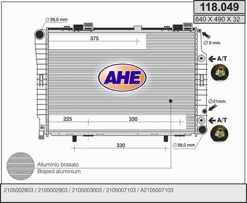 AHE 118.049 - Radiateur, refroidissement du moteur cwaw.fr