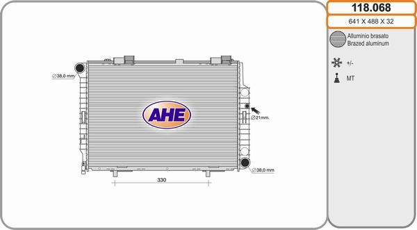 AHE 118.068 - Radiateur, refroidissement du moteur cwaw.fr