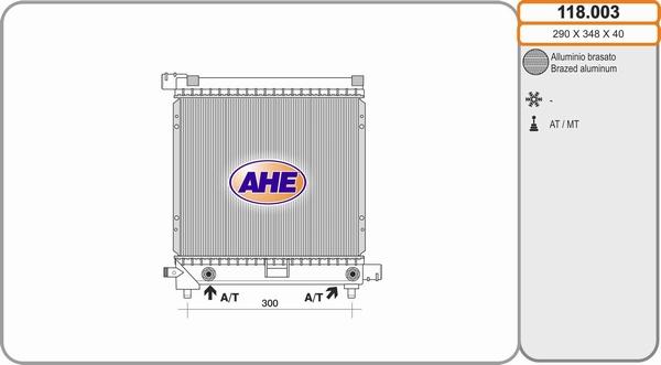 AHE 118.003 - Radiateur, refroidissement du moteur cwaw.fr