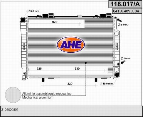 AHE 118.017/A - Radiateur, refroidissement du moteur cwaw.fr