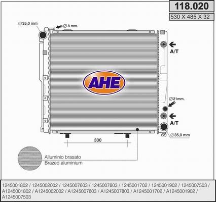 AHE 118.020 - Radiateur, refroidissement du moteur cwaw.fr