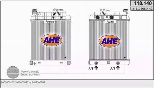 AHE 118.140 - Radiateur, refroidissement du moteur cwaw.fr