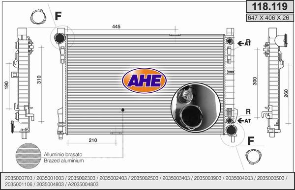 AHE 118.119 - Radiateur, refroidissement du moteur cwaw.fr