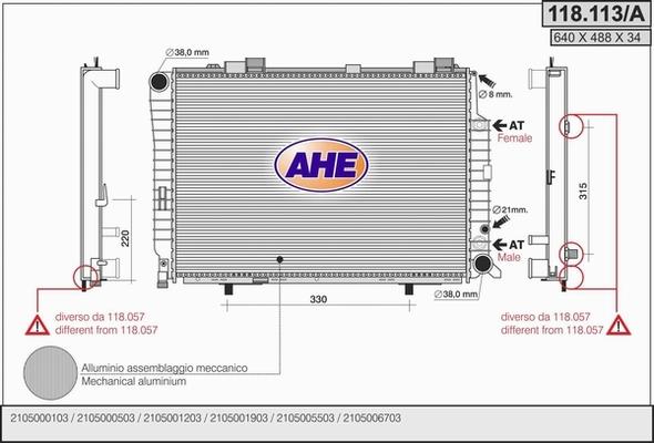 AHE 118.113/A - Radiateur, refroidissement du moteur cwaw.fr