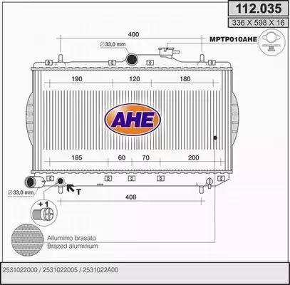 AHE 112.035 - Radiateur, refroidissement du moteur cwaw.fr