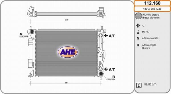 AHE 112.160 - Radiateur, refroidissement du moteur cwaw.fr