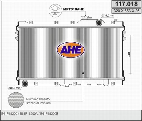 AHE 117.018 - Radiateur, refroidissement du moteur cwaw.fr