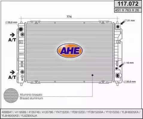 AHE 117072 - Radiateur, refroidissement du moteur cwaw.fr