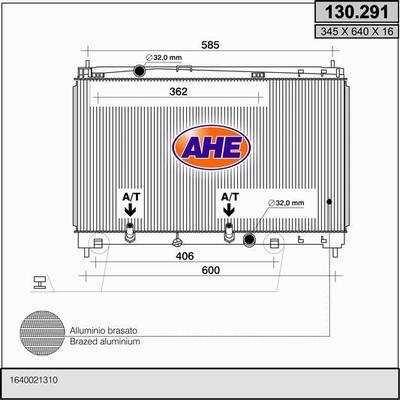 AHE 130.291 - Radiateur, refroidissement du moteur cwaw.fr