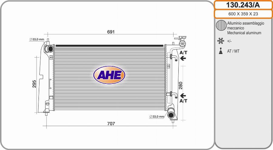 AHE 130.243/A - Radiateur, refroidissement du moteur cwaw.fr