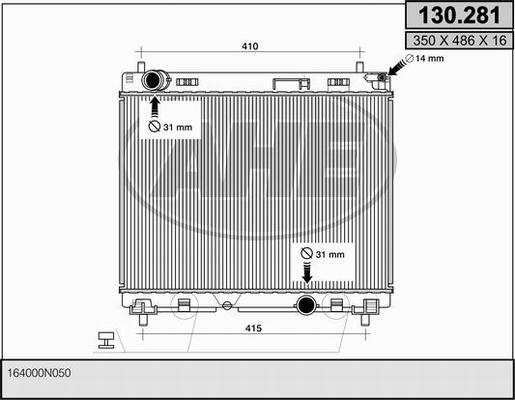 AHE 130.281 - Radiateur, refroidissement du moteur cwaw.fr