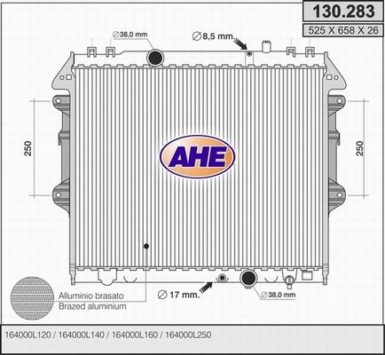 AHE 130.283 - Radiateur, refroidissement du moteur cwaw.fr