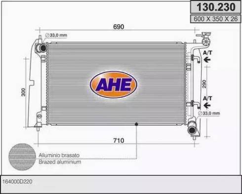 AHE 130.230 - Radiateur, refroidissement du moteur cwaw.fr