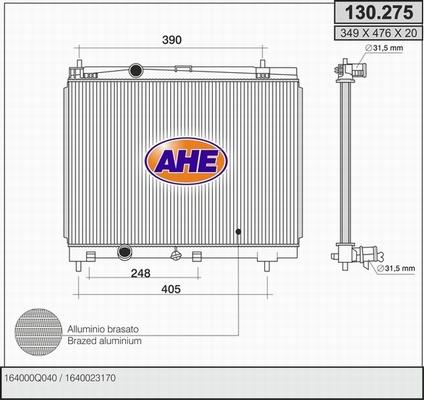 AHE 130.275 - Radiateur, refroidissement du moteur cwaw.fr