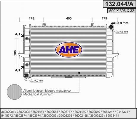 AHE 132.044/A - Radiateur, refroidissement du moteur cwaw.fr