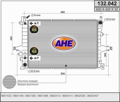 AHE 132.042 - Radiateur, refroidissement du moteur cwaw.fr