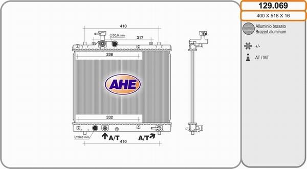 AHE 129.069 - Radiateur, refroidissement du moteur cwaw.fr