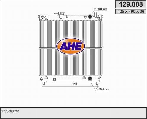 AHE 129.008 - Radiateur, refroidissement du moteur cwaw.fr