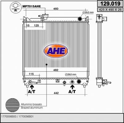 AHE 129.019 - Radiateur, refroidissement du moteur cwaw.fr