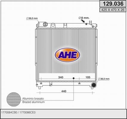 AHE 129.036 - Radiateur, refroidissement du moteur cwaw.fr