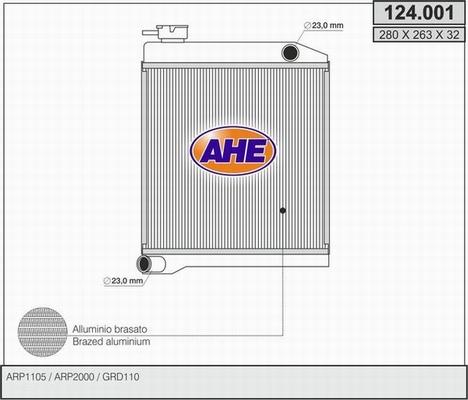 AHE 124.001 - Radiateur, refroidissement du moteur cwaw.fr