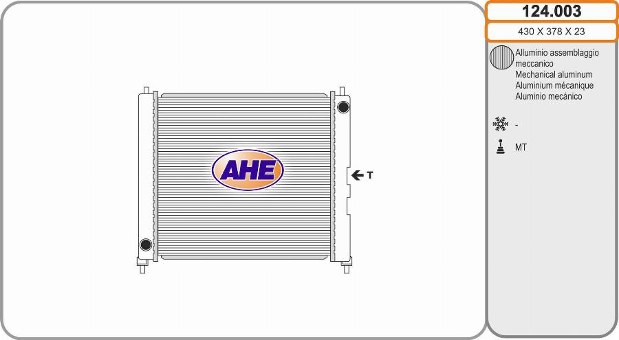 AHE 124.003 - Radiateur, refroidissement du moteur cwaw.fr