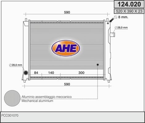 AHE 124.020 - Radiateur, refroidissement du moteur cwaw.fr