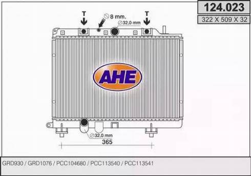 AHE 124.023 - Radiateur, refroidissement du moteur cwaw.fr