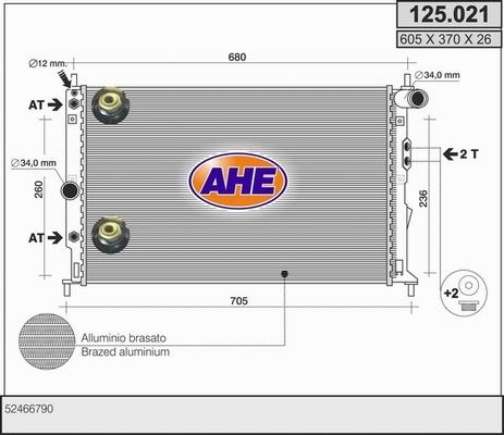 AHE 125.021 - Radiateur, refroidissement du moteur cwaw.fr