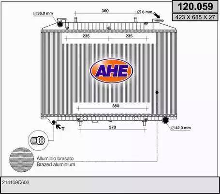 AHE 120.059 - Radiateur, refroidissement du moteur cwaw.fr