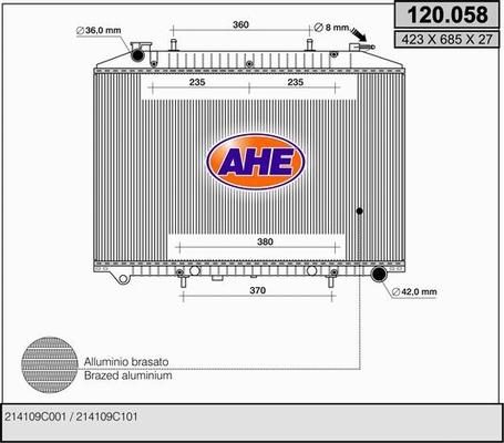 AHE 120.058 - Radiateur, refroidissement du moteur cwaw.fr