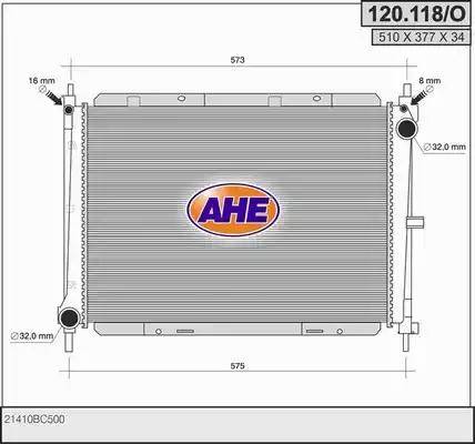 AHE 120.118/O - Radiateur, refroidissement du moteur cwaw.fr