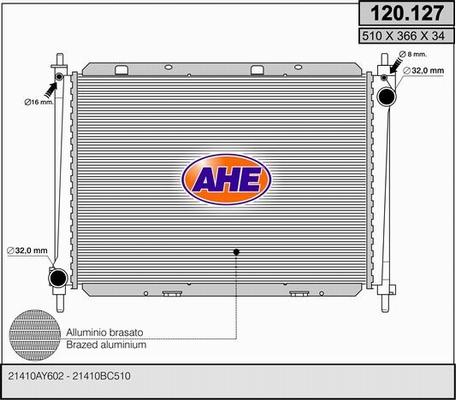 AHE 120.127 - Radiateur, refroidissement du moteur cwaw.fr