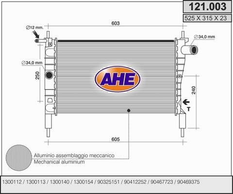 AHE 121.003 - Radiateur, refroidissement du moteur cwaw.fr