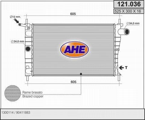 AHE 121.036 - Radiateur, refroidissement du moteur cwaw.fr