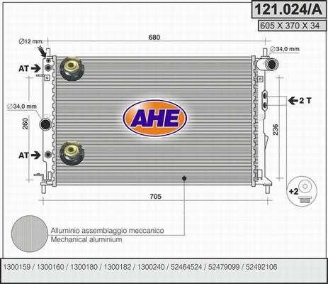 AHE 121.024/A - Radiateur, refroidissement du moteur cwaw.fr