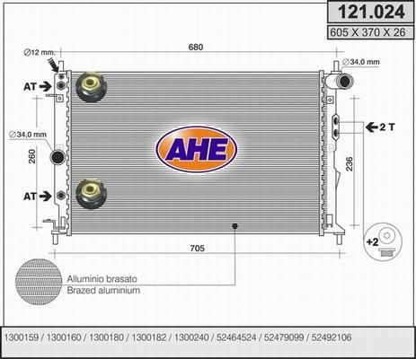 AHE 121.024 - Radiateur, refroidissement du moteur cwaw.fr