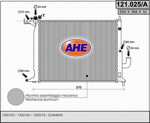 AHE 121.025/A - Radiateur, refroidissement du moteur cwaw.fr