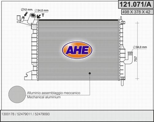 AHE 121.071/A - Radiateur, refroidissement du moteur cwaw.fr