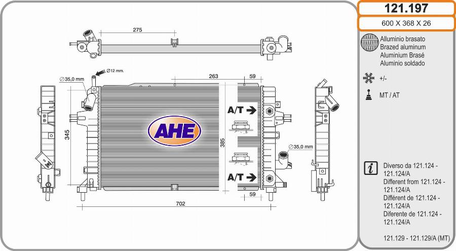 AHE 121.197 - Radiateur, refroidissement du moteur cwaw.fr