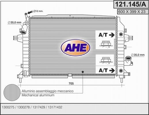 AHE 121.145/A - Radiateur, refroidissement du moteur cwaw.fr