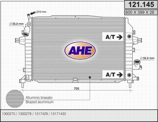 AHE 121.145 - Radiateur, refroidissement du moteur cwaw.fr