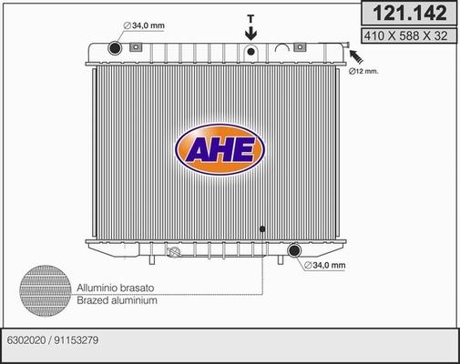 AHE 121.142 - Radiateur, refroidissement du moteur cwaw.fr