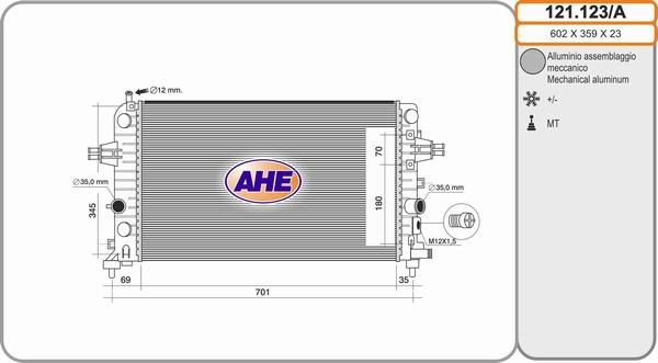 AHE 121.123/A - Radiateur, refroidissement du moteur cwaw.fr